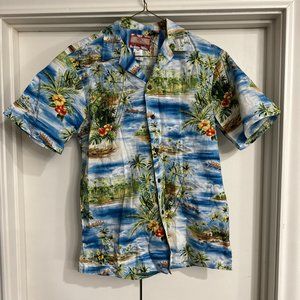 Vintage Men’s RJC 100% Cotton Hawaiian Button Up Shirt Size M Made in Hawaii
